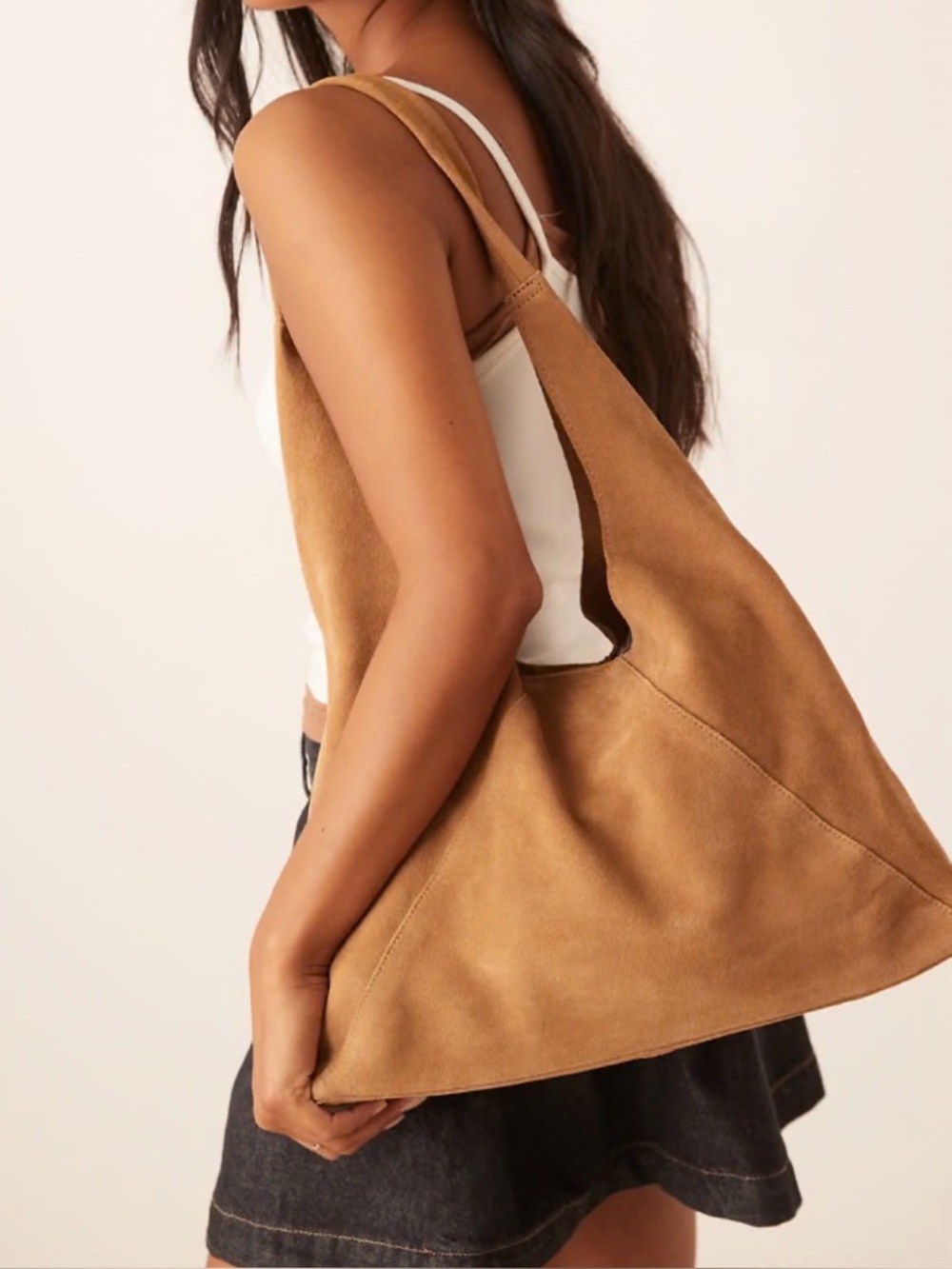 Mango slouchy suede shoulder bag in caramel - Picture 2 of 3